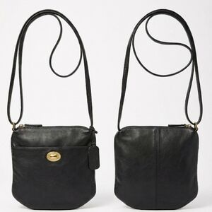 Fossil Black Crossbody Bag with Gold Accents